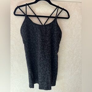 LuLuLemon Black Camo Patterned Women's Strappy Sports Top
